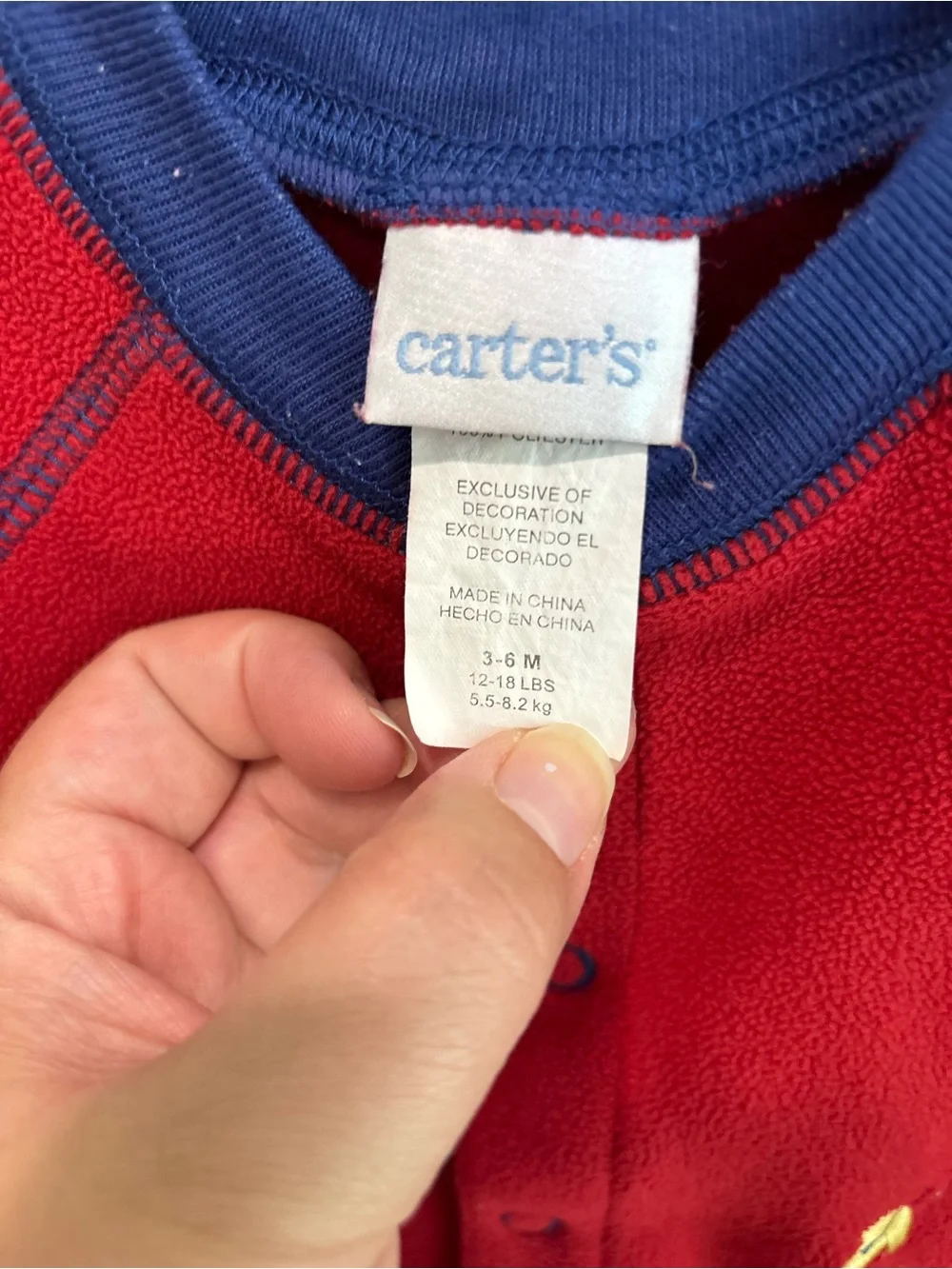 Carter's 3-6 month vintage Red Fox Fleece One-Piece for Kids footless pajama